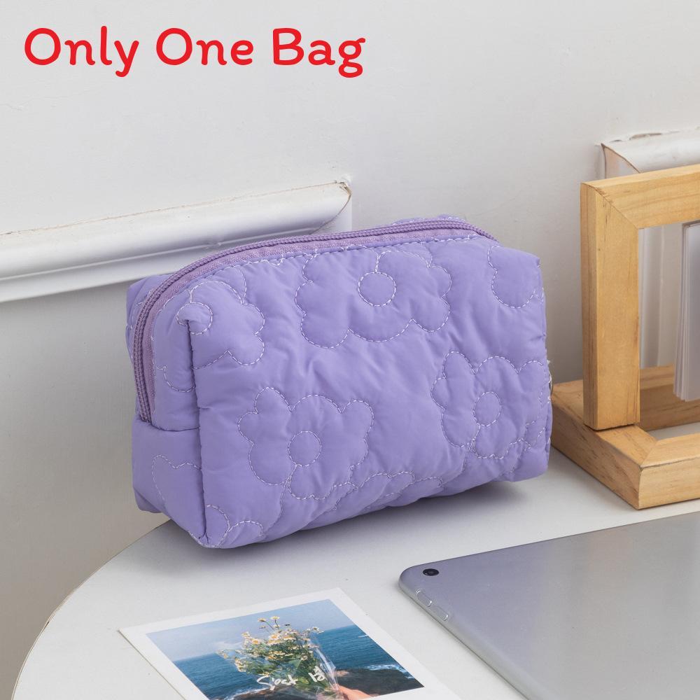 Borsa per cosmetici in poliestere color caramella con design impermeabile per uso quotidiano