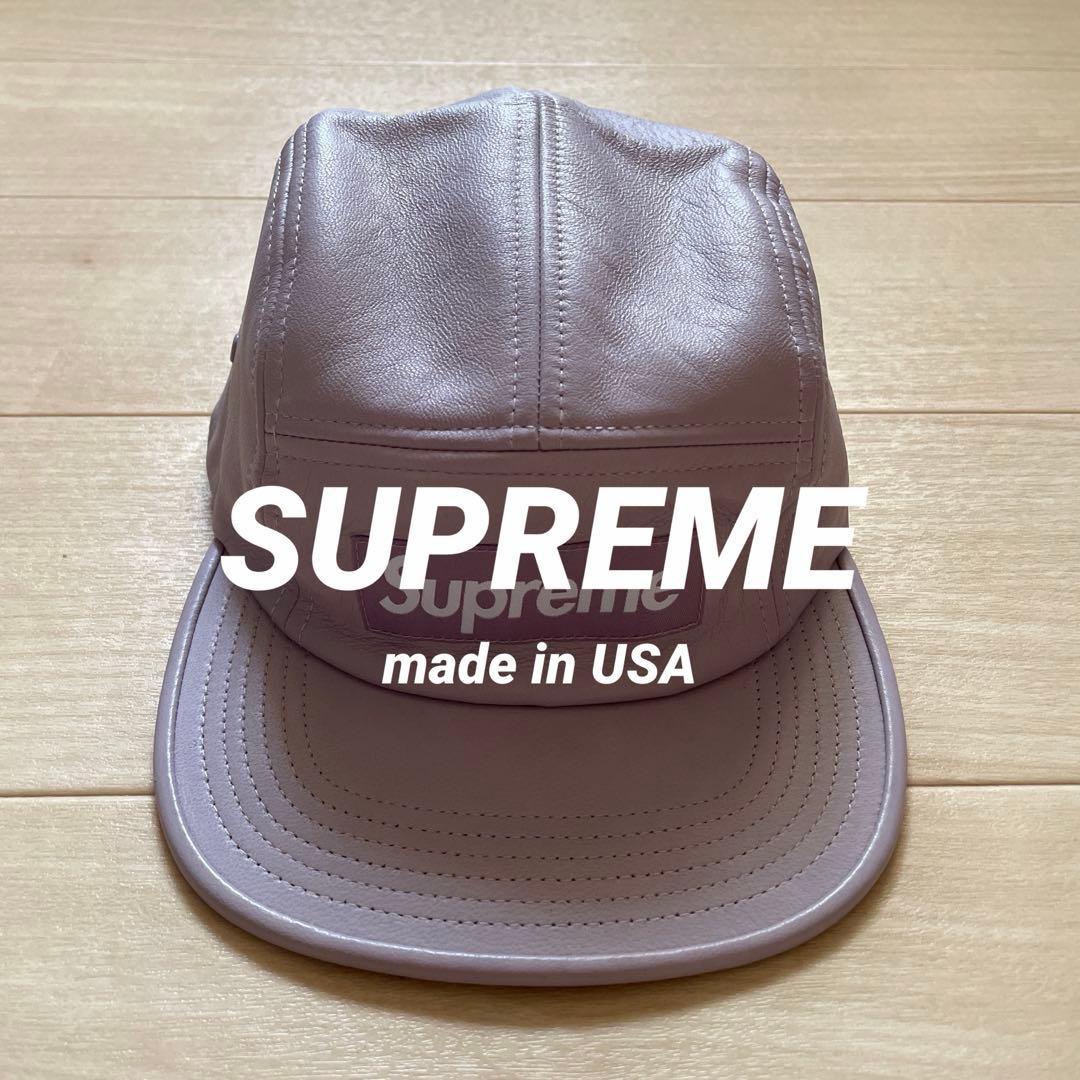 Used SUPREME Leather Camp Cap Made in USA Stussy Supreme