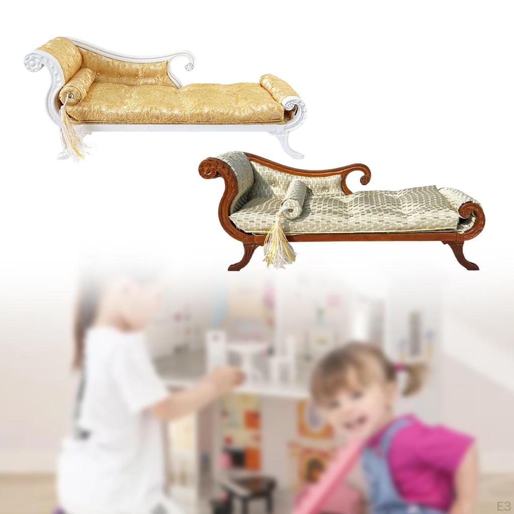 DIY Mini Bench Chair Lounge for 1/12 Dollhouse Wooden Sofa