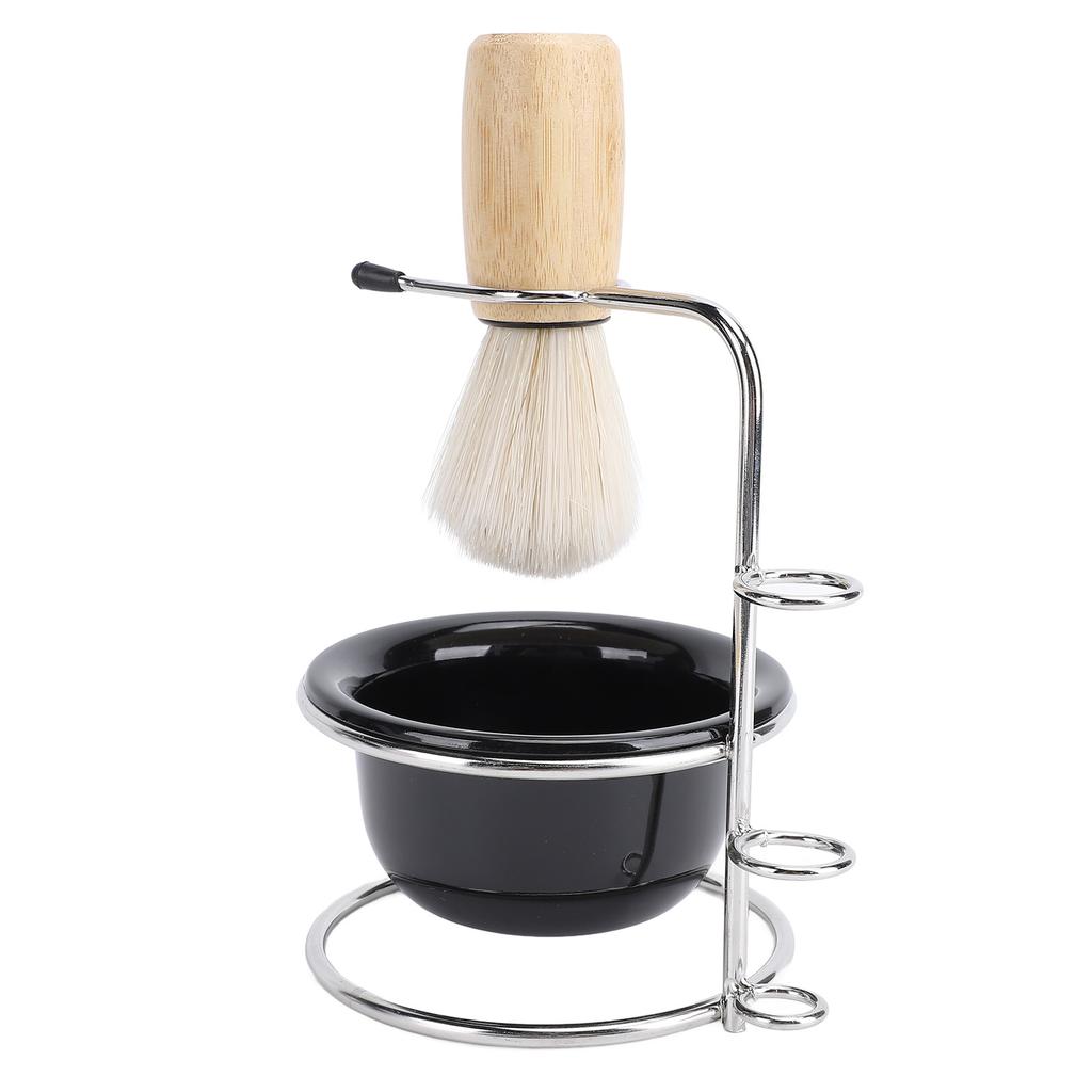 Shaving Brush Set Grooming Kit Synthetic Hair Stainless Steel Stand Shaving Brush Bowl Stand Set for Men