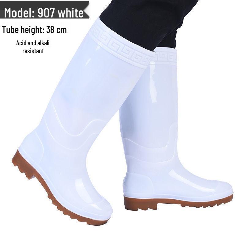 Men's High-Top Non-Slip PVC Construction Rain Boots - Wear-Resistant, Water-Resistant Mid-Calf Rubber Shoes