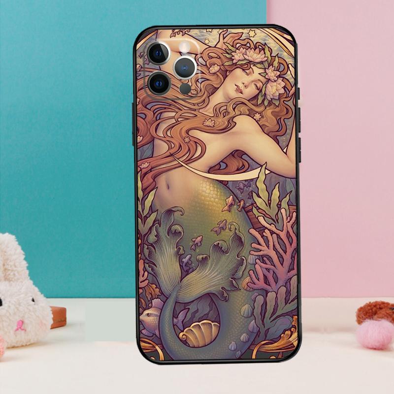 

Vintage Alphonse Mucha Art Phone Case For iPhone 11 12 13 14 15 16 Pro Max X XR XS Plus Silicone Bumper Back Cover iPhone 12 mini