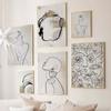 Abstract Line Canvas Painting, Beautiful Elegant Woman Flower Prints, Wall Art, Pictures, Living Room, Home Decoration