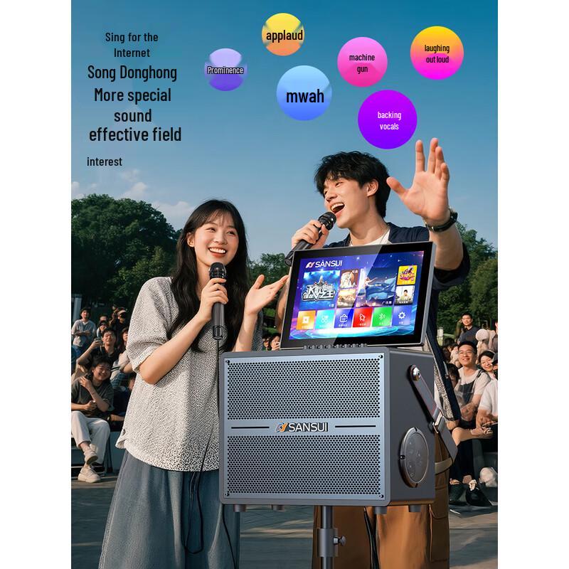 SANSUI Outdoor KTV Speaker with Display CN Plug (adapter Included)
