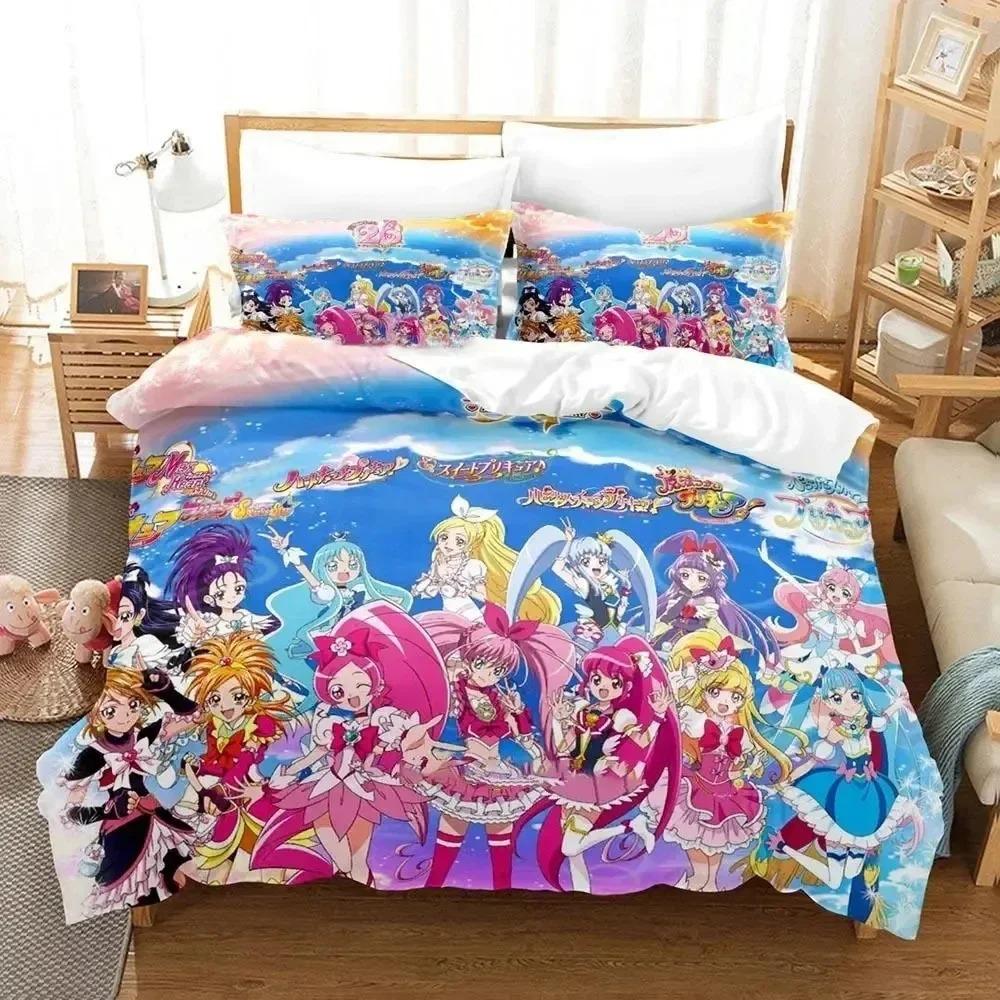 Anime Pretty Cure Bedding Set Boys Girls Twin Queen Size Duvet Cover Pillowcase Bed Kids Adult Fashion Home Textile Customizable