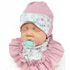 Pink Hat Scarf Set With Flowers R. 38-40