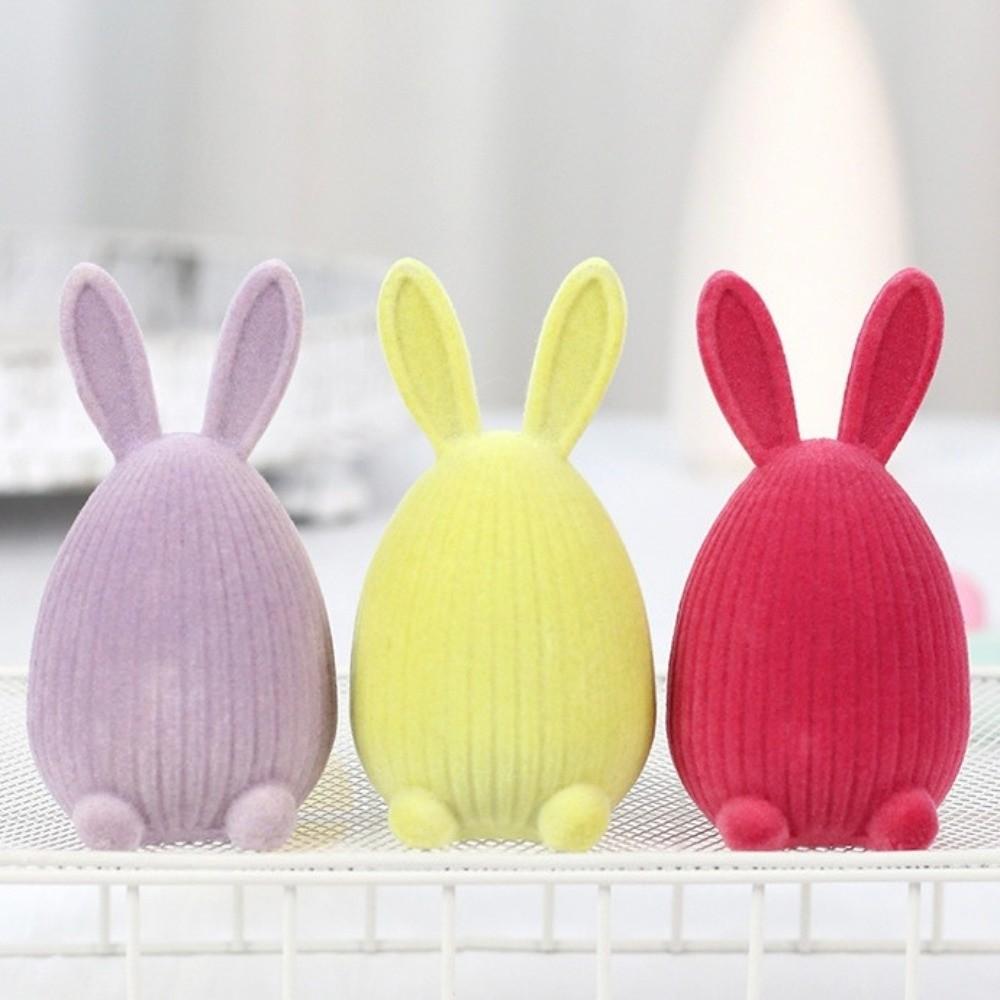 Resin Easter Egg Decoration Creative Easter Decor Flocking Easter Bunny Ornament  Easter Party