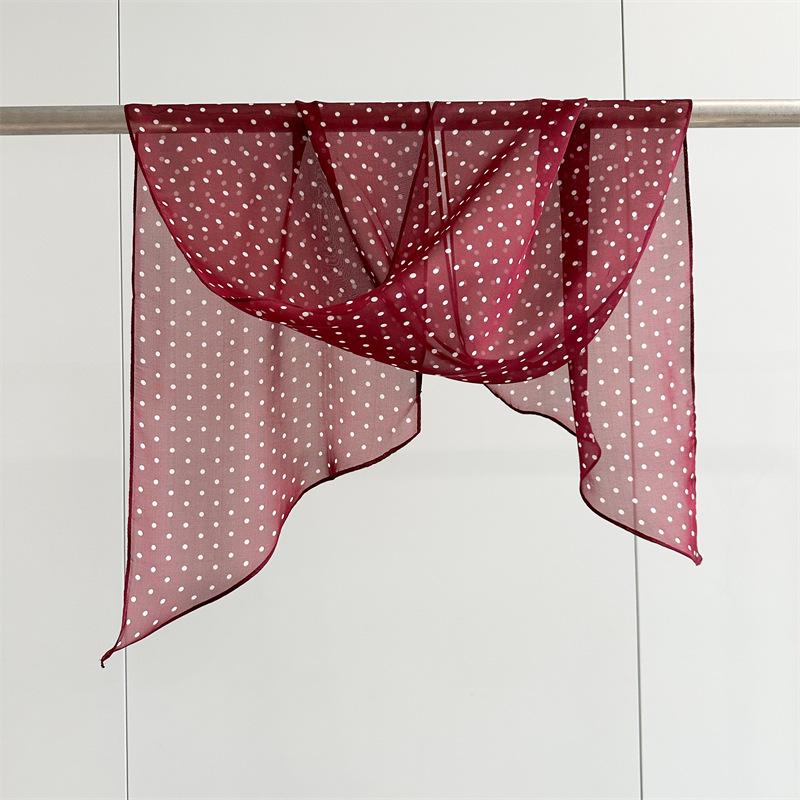160*30cm Summer Retro Polka Dot Long Silk Scarf – Oversized Oblong Shawl Lightweight Wrap for Women