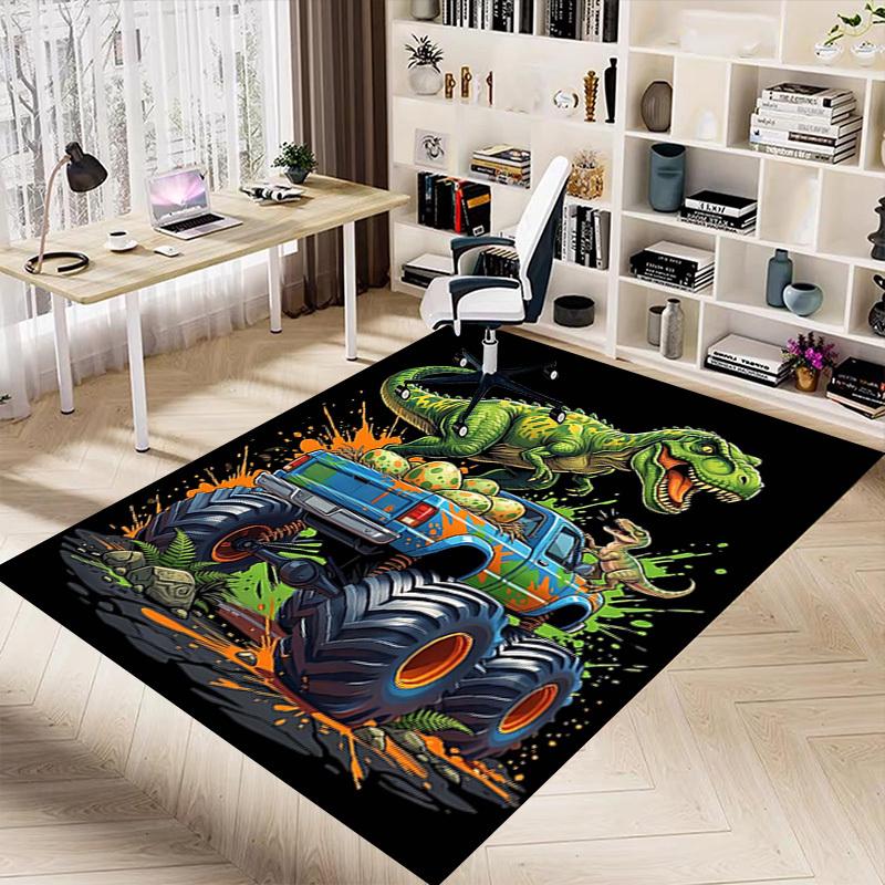 1PC Dinosaur Truck Extra Large Non-Slip Floor carpet, Office, family, bedroom, Studio Large Area Rug,Longlasting Material-J0378