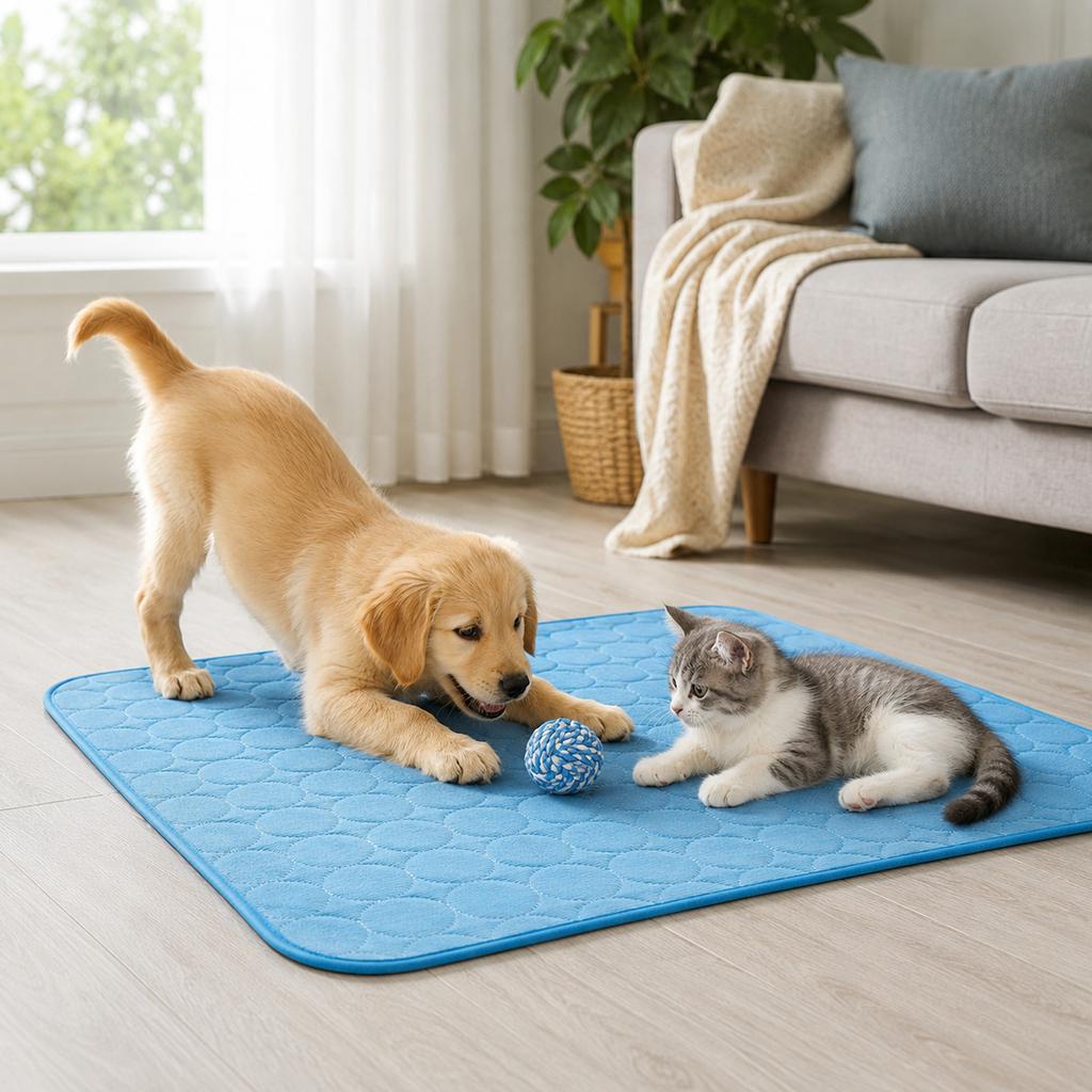 Pet Cooling Mat Dog Bed Summer Breathable Cooling Pad for Dogs Cats Ice Silk Fabric Cooling Mat for Pets Indoor Outdoor Use