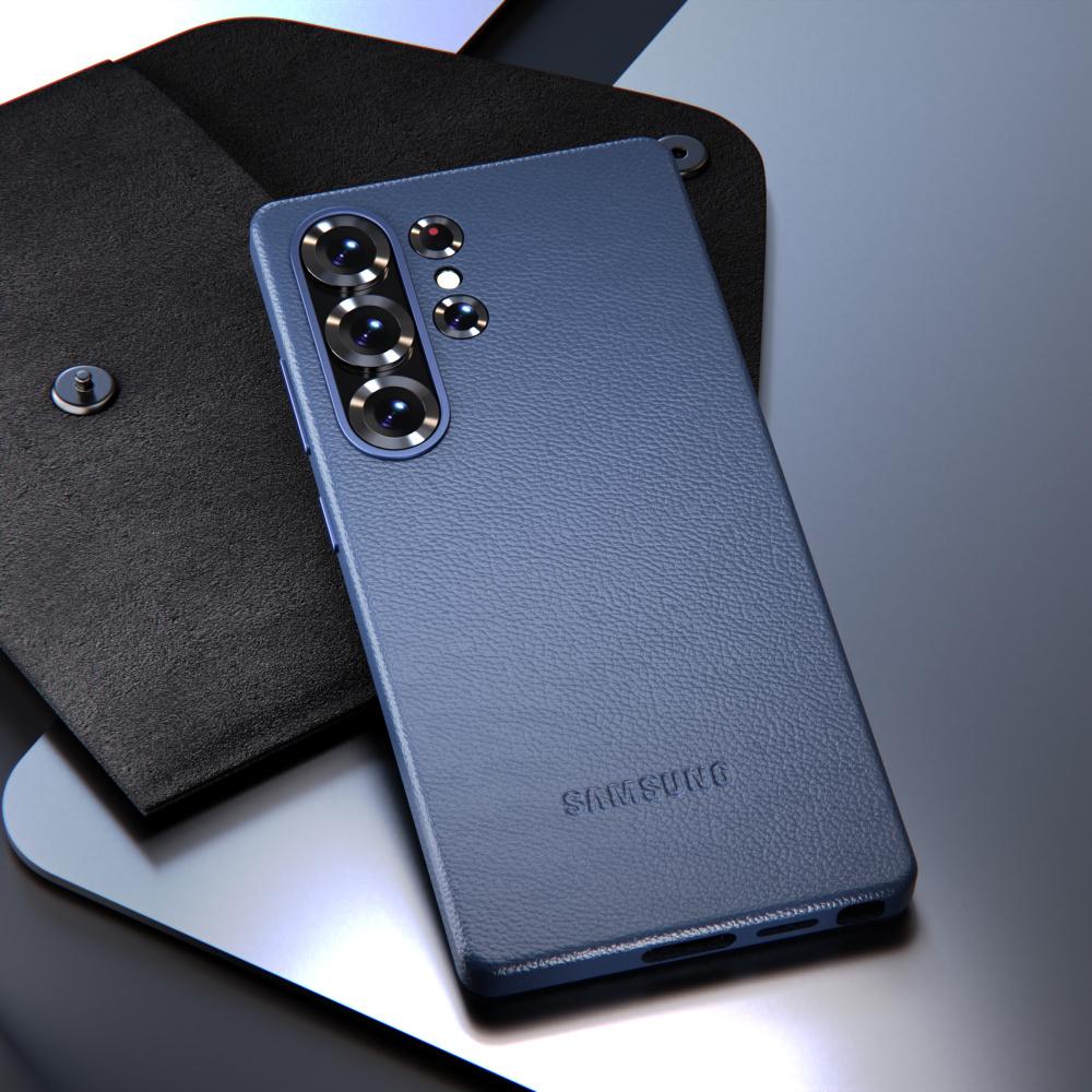 

Samsung Galaxy S25 Ultra Plus кожаный чехол противоударный чехол с текстурой овчины защитная задняя крышка для S25Ultra S25Plus S25 For S25 синий