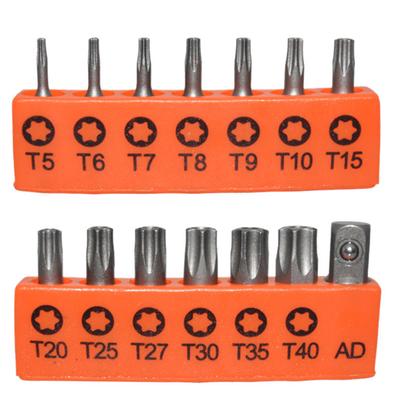 14 ks Sada 25mm torx šroubovacích bitů s otvorem T5-T40 adaptér elektrického šroubováku