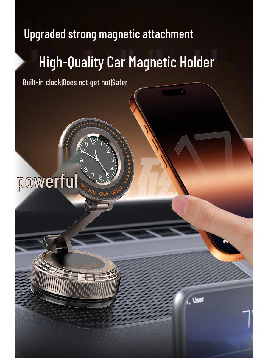 Universal Folding Magnetic Car Phone Holder with Clock