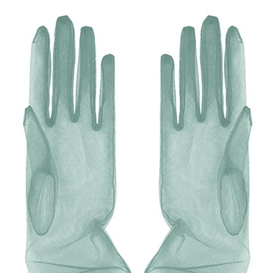 Women Long Sheer Gloves Retro Stretchy Ruched Mesh Tulle Gloves 1920s Dance Gloves for Costume Opera Party Wedding