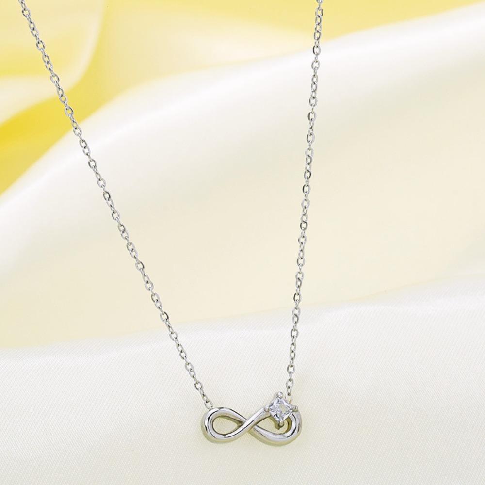Women Necklace Infinite Loop Titanium Steel Zircon Jewelry Fashion Hypoallergenic No Fade