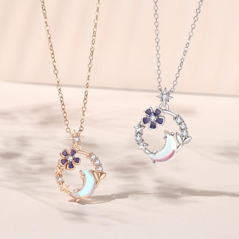 Tancise 925 Sterling Silver Classic Women Necklace Pendant Zircon Fashion Gift