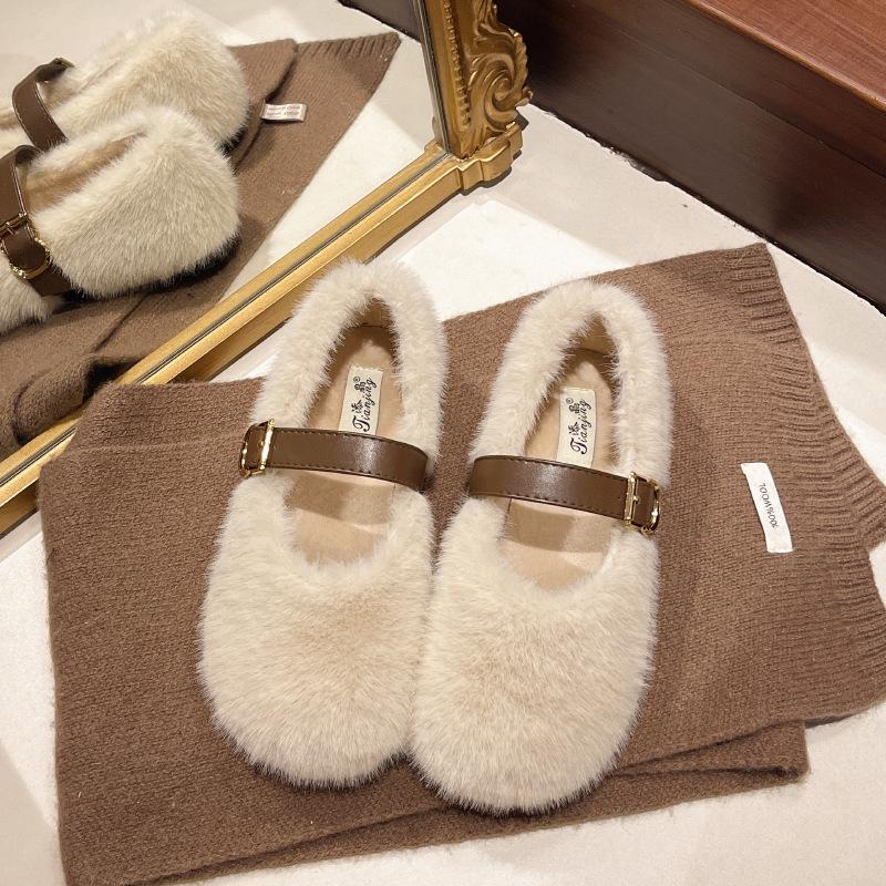 

Нишевые туфли с круглым носком, неглубоким вырезом, ремешком с одной пряжкой, на плоской подошве, туфли Мао Мао, новая коллекция осень 2025, модные универсальные одинарные туфли, женские хлопковые туфли 40 бежевый