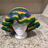 Handmade Crochet Bucket Hat for Woman Teen Outdoor Fisherman Hat Ruffled Brim Winter Windproof Carnivals Hat