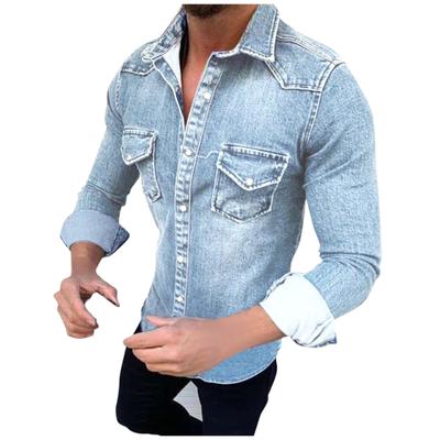 New Retro European And American Long Sleeve Jeans Shirt Men's Fashion Shirt