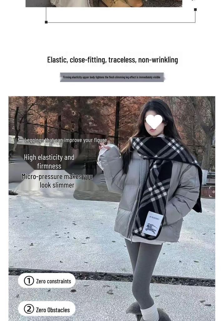 Women's Fleece-Lined Lambswool Leggings - Thick, High-Waisted, Slimming, Plus Size, Warm Cotton Outerwear for Autumn/Winter, Northeast Style.