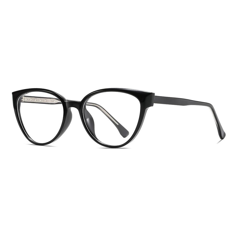 

Black Polycarbonate Eyewear Frame With Antiblue Light For Trendy Girls Round Face Use