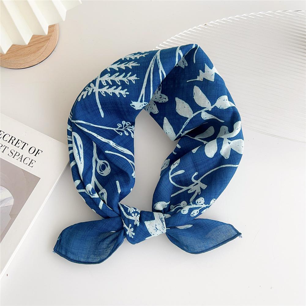 Cotton And Linen Small Square Scarf Silk Scarf Women'S Spring And Autumn New Style Artistic And Versatile Fashionable Temperament Headband Scarf