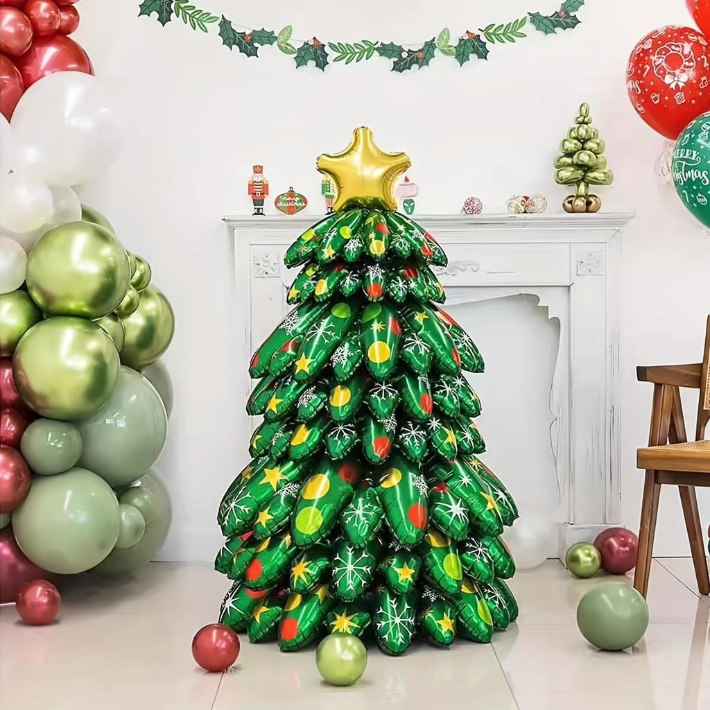 9pcs/set Christmas Tree Aluminum Foil Balloon Extra Large Free-Standing Decor Party Festive Ornament Photo Prop Home Decorations