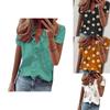 Stylish Women's V Neck Ruffle Short Sleeve T Shirt With Fashionable Daisy Print