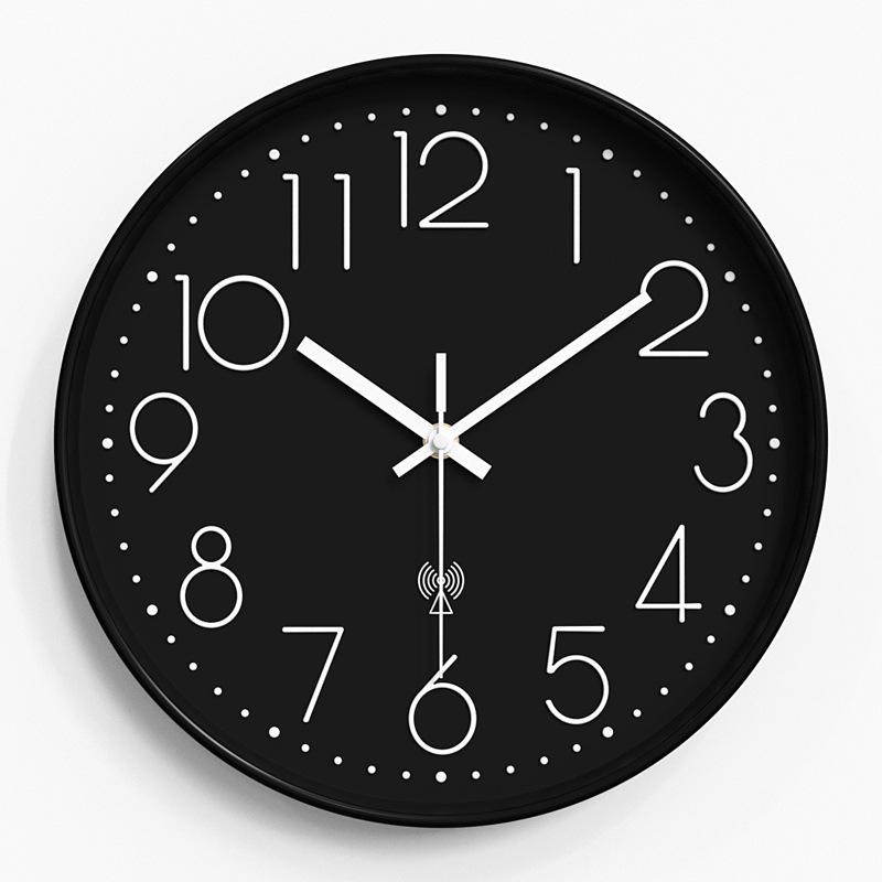 Radio Clock Home Simple Watch Wall Hanging Living Room Silent Clock Clock Automatic Time Quartz Clock 12 Inches 30CM