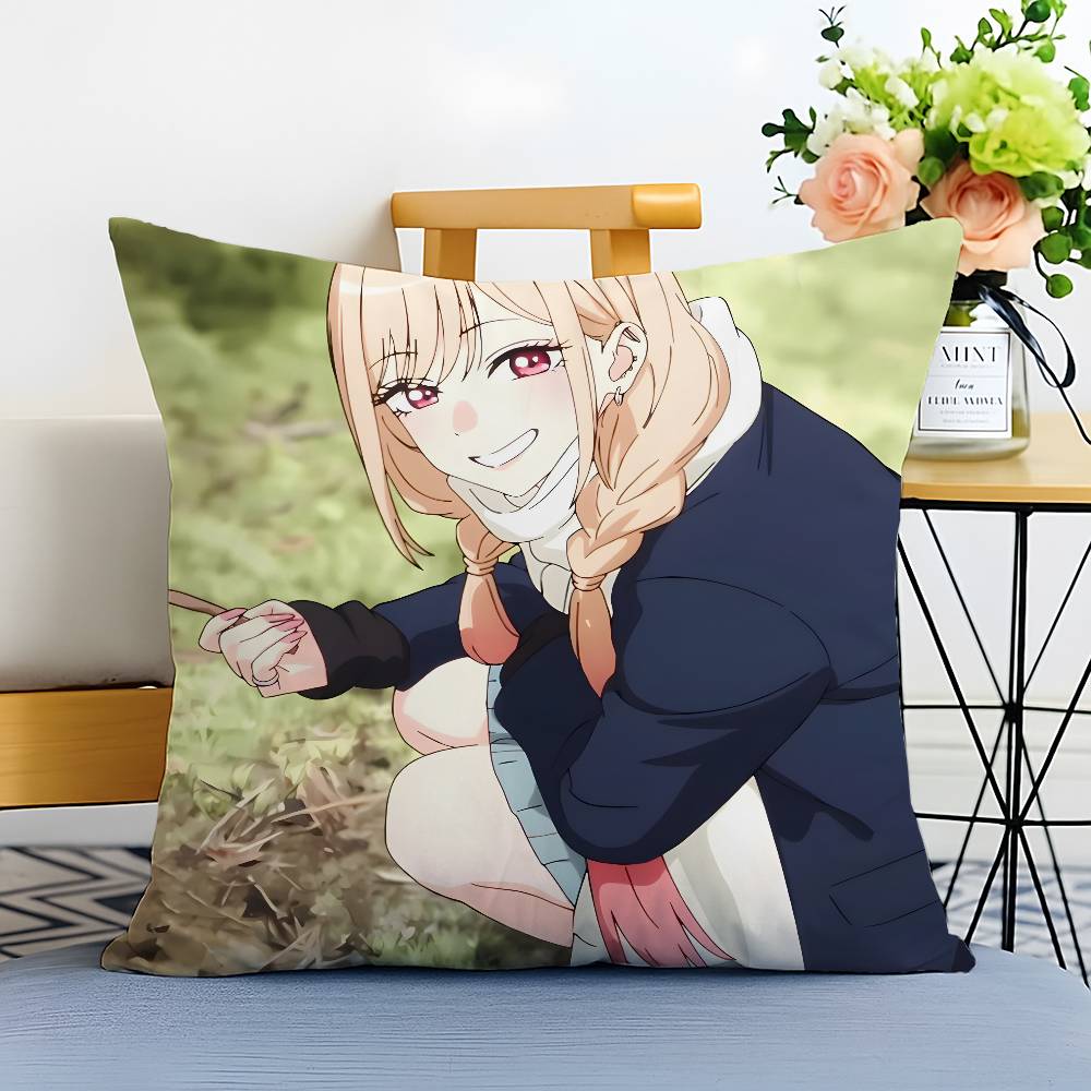 

My Dress-Up Darling M-Marin Kitagawa Pillow Case Anti-dustmite Pillowcase Invisible zipper silky short plush Sofa cushion cover 12x12Inch