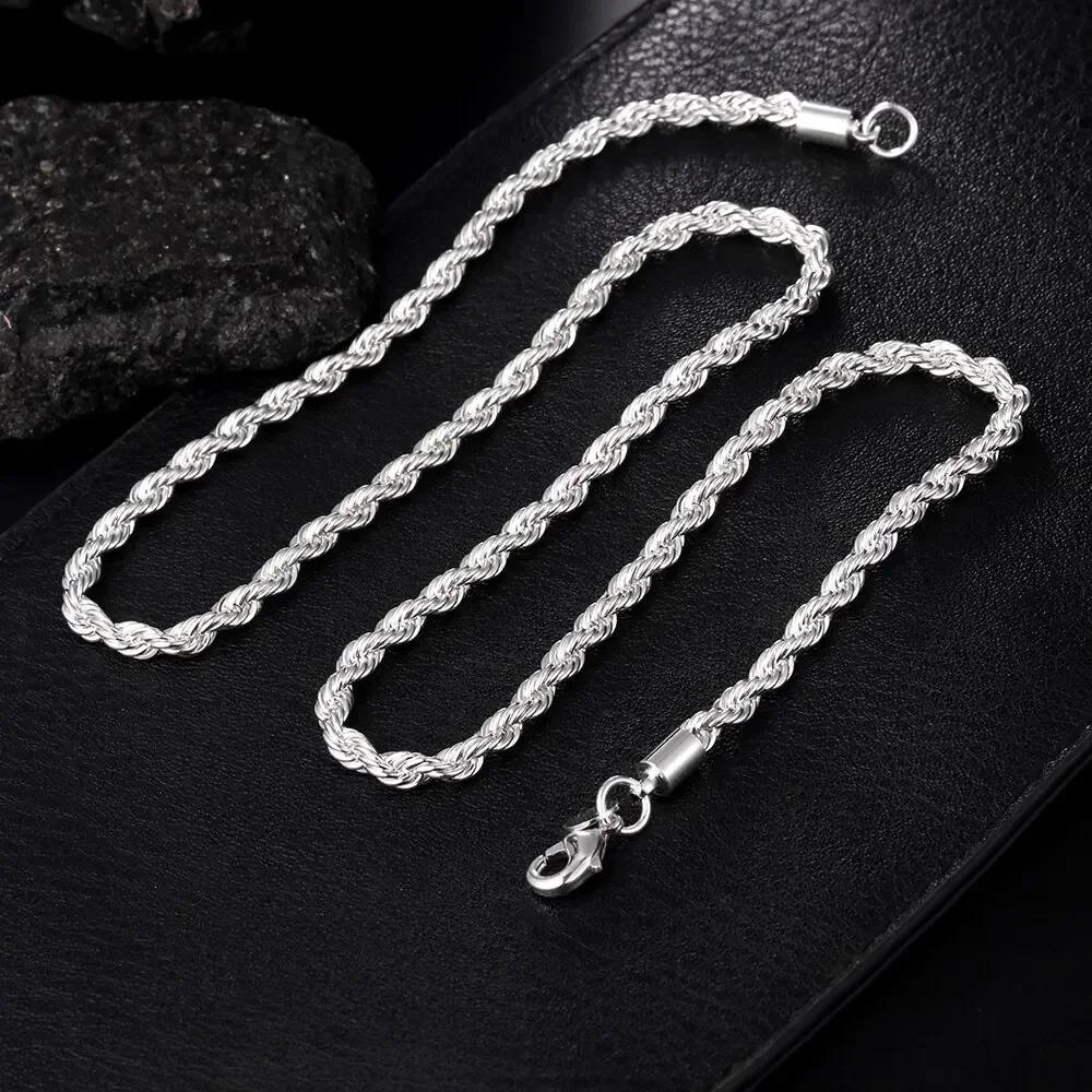 Copper Color 4mm Chain Male Twisted Rope Necklace Bracelets Fashion Women Men Copper High Quality Jewelry Set