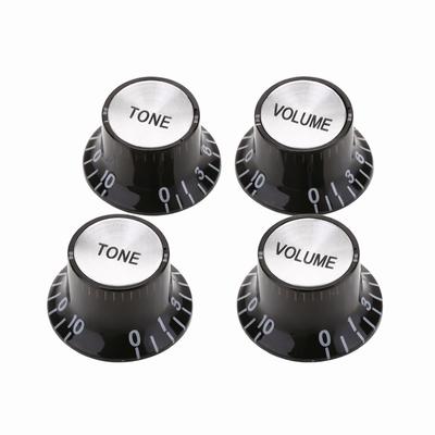 4Pcs ABS And Aluminum Guitar Tone Knobs Black Control Knobs Replacement  Electric Guitars