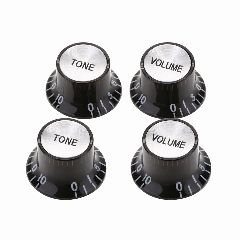 4Pcs Round design Guitar Tone Knobs Black Guitar Knobs Set  Electric Guitars
