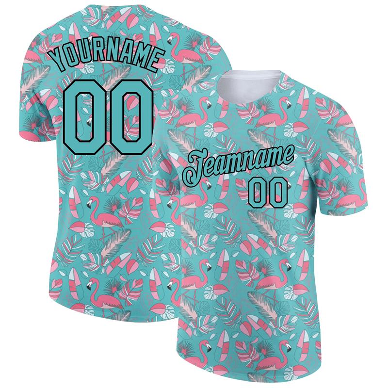 ETST WENDY Flamingo Grafisch 3D Print Aangepaste Naam Jersey Heren T-shirt Sneldrogend Korte Mouw Sportschool Sport Fitness Hawa&iuml;aanse Stijl T-shirts XXL