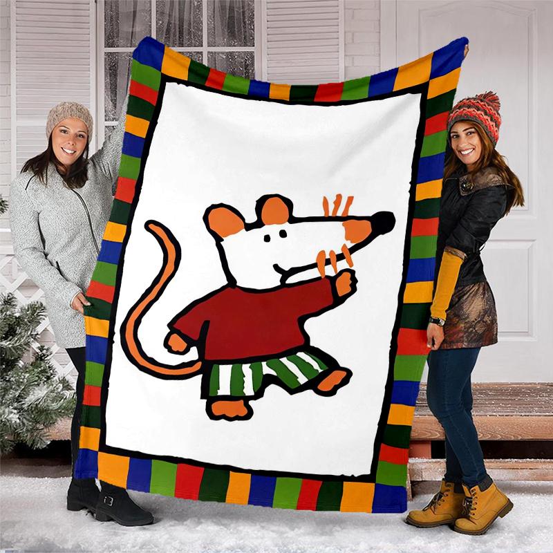Maisy Mouse Theme Printed Blanket - Perfect for Couch, Bed, Travel & Outdoor Use | Machine Washable, Cozy & Durable.