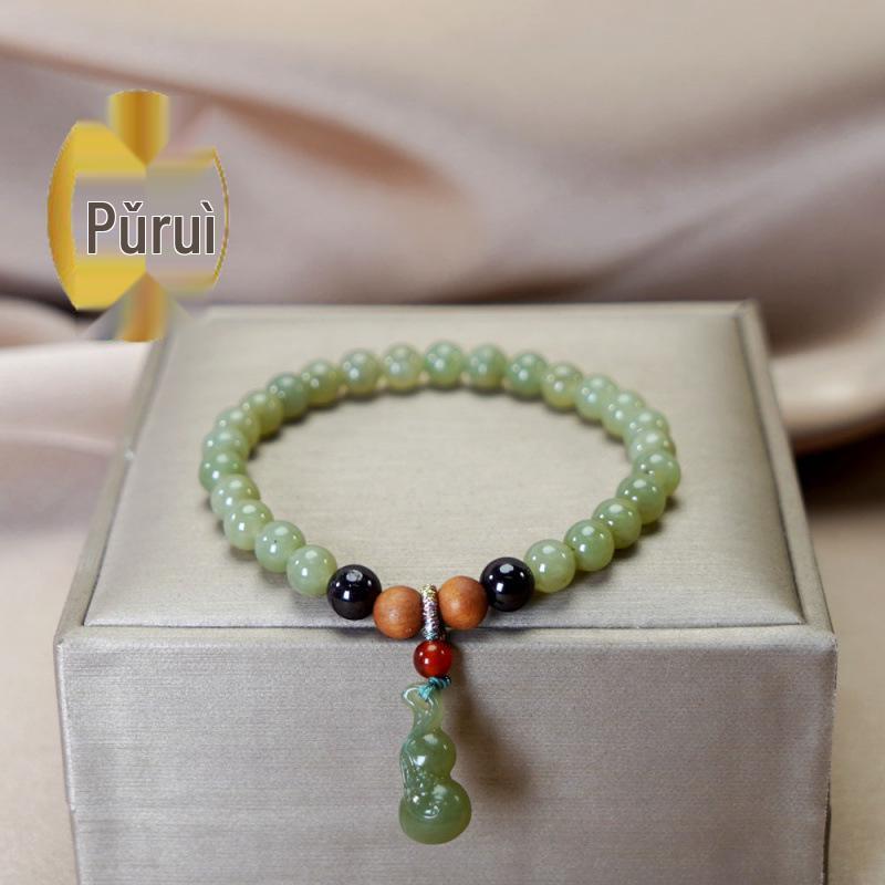 Ice Blue Hetian Jade Bracelet for Women - Elegant Bead String Jewelry, 2024 New Style