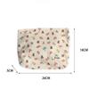 Simple Fresh Floral Cotton Storage Bag Portable Clutch Makeup Bag Cosmetic Bag Travel Skincare Toiletries Organizer Toilet Bag