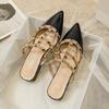 Fashion Ladies Slippers Summer New Outdoor Rivet Slippers Women's Middle Heel Sandals Women Slippers Plus Size 41-43