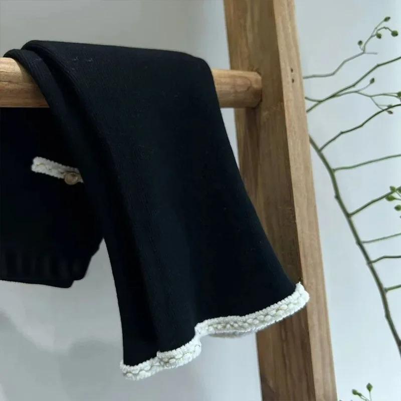 Girls' Autumn Winter Fleece Lined Outerwear Leggings Korean Stylish Flared Pants Kids Babies