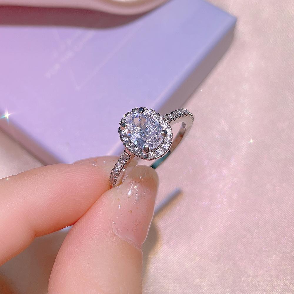 Exquisiter Damen Zirkon Ring Glänzender AAAA Zirkon Geometrischer Ring Silber Damen Party Schmuck Hochzeit Brautschmuck Ring