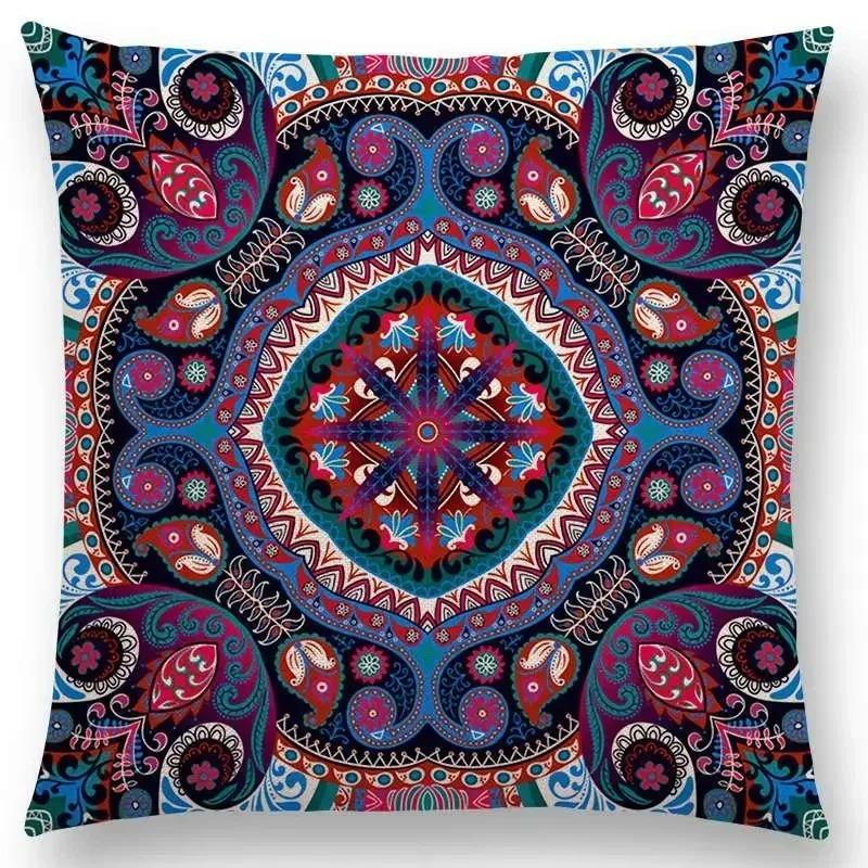Home Decor Colorful Ethnic Pattern Decorative Pillow Covers Pattern Cushion Cover Suitable For Sofa Bedroom Car Pillow Cover