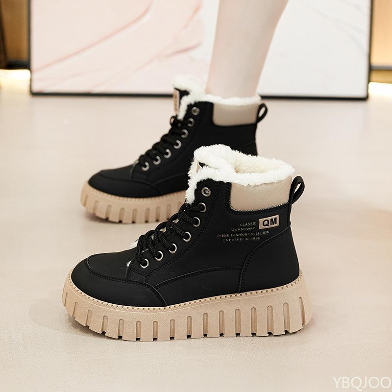 Autumn and Winter Fashion New Style with Fleece Insulation Versatile Women's Boots Slimming and Height Increasing Women's Boots