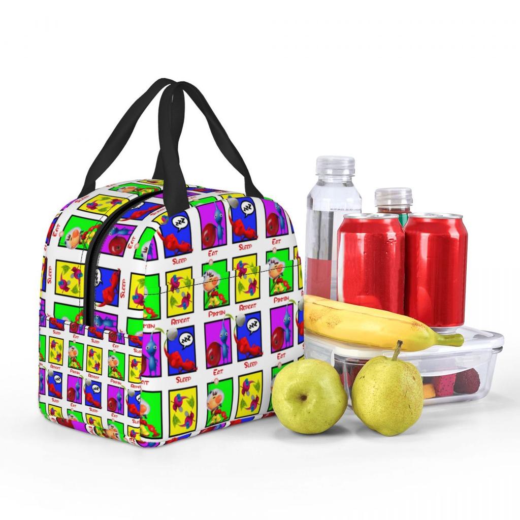 Eat Sleep Pikmin Repeat Insulated Lunch Bag for Women Office Cooler Thermal Food Box Tote Leakproof Lunch Boxes Container