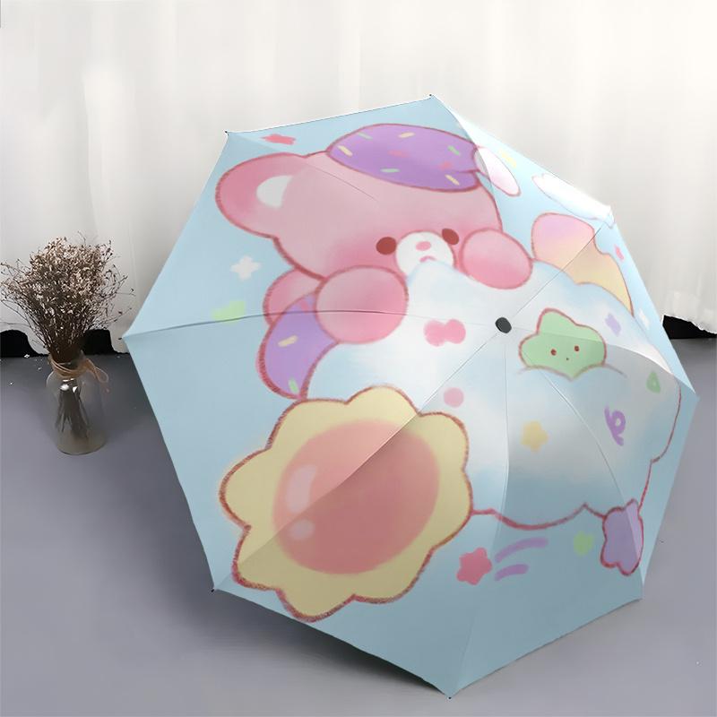 1 Stück Bewölktes Abenteuer: Süßer Bären-Wolken-Print Regenschirm - Automatisches Öffnen/Schließen, Faltbares Design, Für den Außenbereich, Festliches Geschenk für Fans & Reisende.Q081