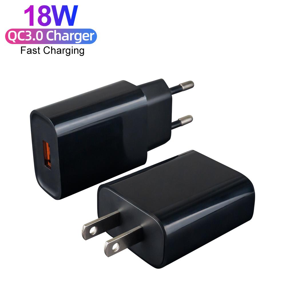 Plugue UE EUA Carregador USB para Celular Carregador de Parede Quick Charge 3.0 18W Carregador Rápido USB QC3.0