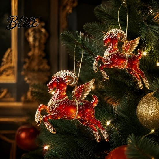Seasonal Celebration Ornaments 2Pcs 2D Goat Hanging Ornaments Acrylic Winged Pendants Year of Christmas Tree Decor The Auspicious Decorations