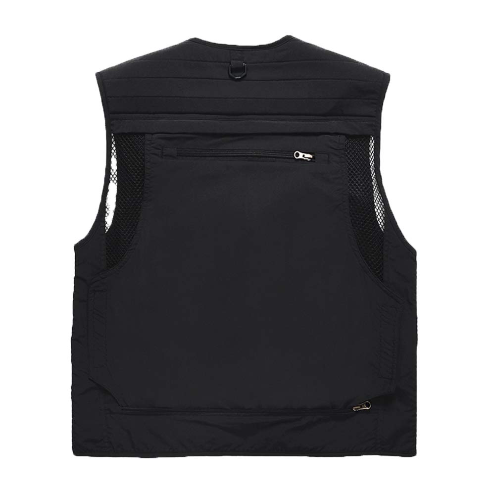 Manatsulife Men's Mesh Vest, Photographer's Vest, Fishing Vest, Multifunctional Jacket, Breathable, Outdoor, Large Sizes, Multicolor, 7898 (Black, XL)