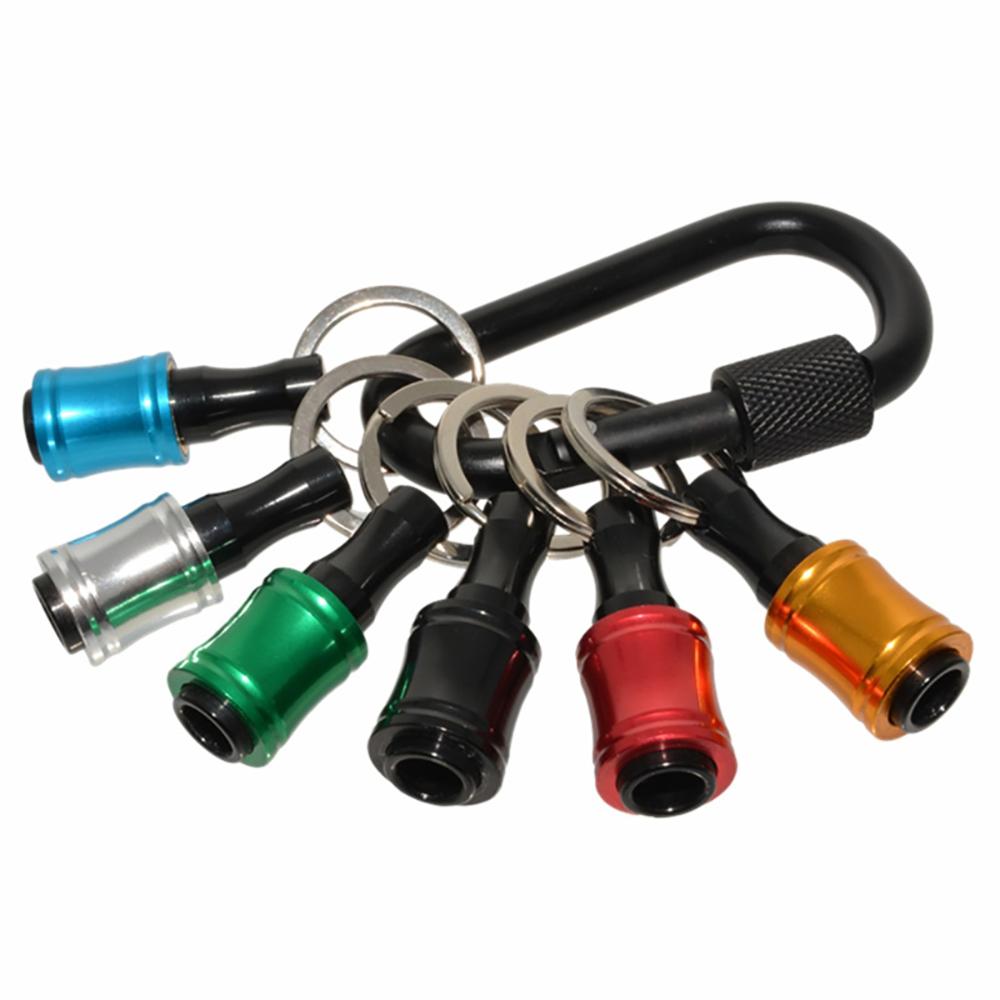6Pcs 1/4" Hex Shank Quick Release Keychain Screwdriver Drill Bit Holder Socket