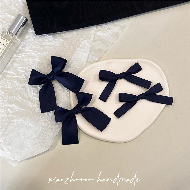 In Stock: Navy Blue Bow Hair Clips - Preppy Style Duckbill Pair