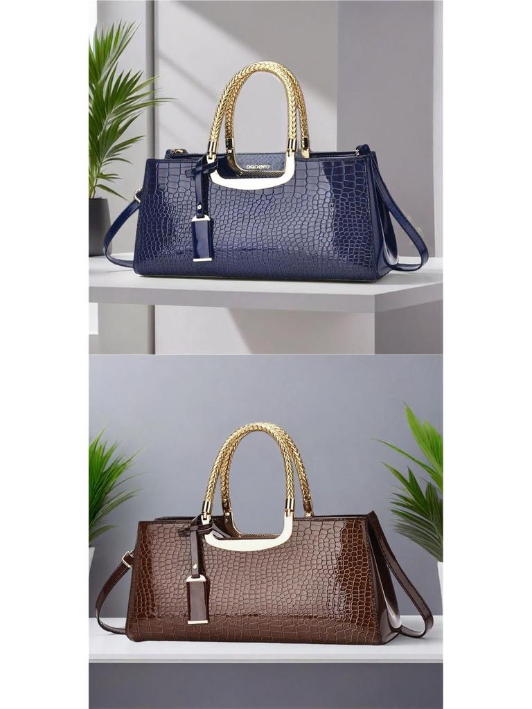 Red Patent Leather Crocodile Pattern Women's Wedding Crossbody Handbag